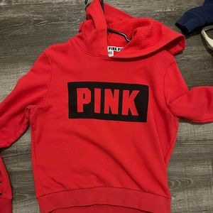 pink red hoodie